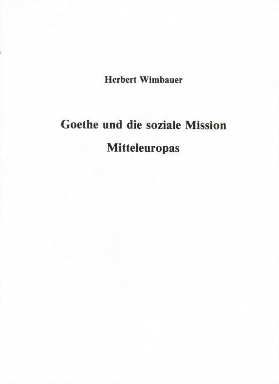 Goethe und die soziale Mission Mitteleuropas
